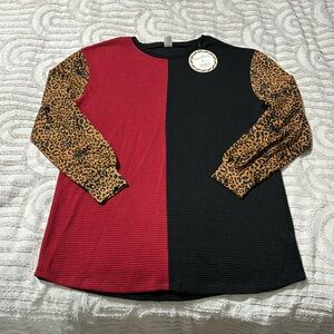 NWT sunshine & rodeos color block & cheetah long sleeve top
